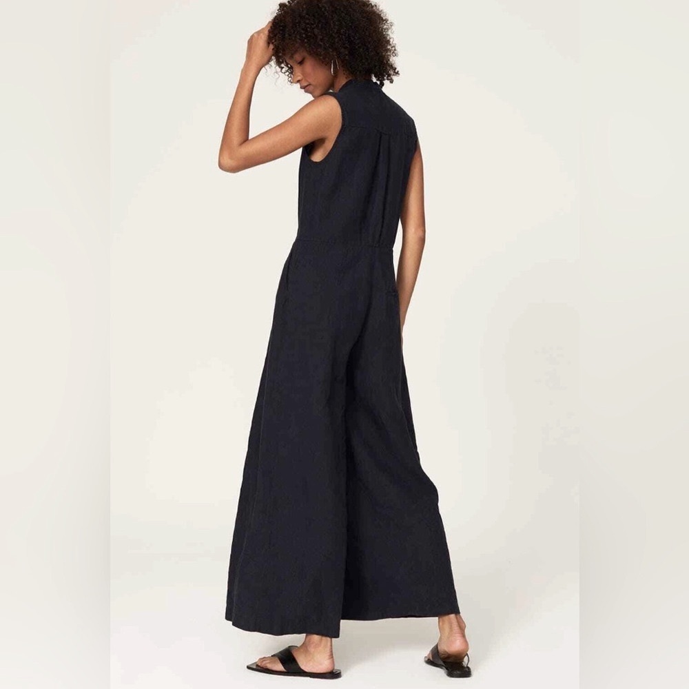 MOSSI WT RTR Linen Sleeveless Hidden Button Jumpsuit SZ 38 - Picture 3 of 8